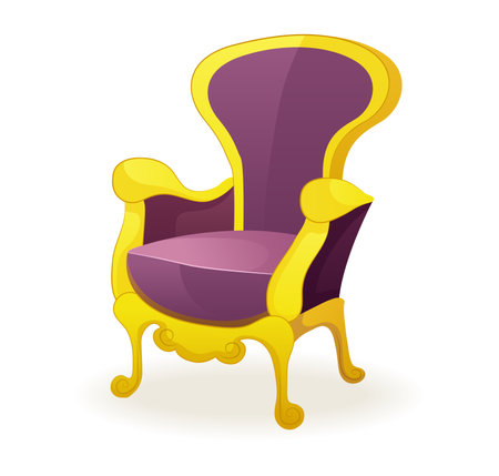 Luxury purple furniture of colorful set. The luxurious armchair is depicted with meticulous attention to detail that adds vibrancy to any interior space. Vector illustration.のイラスト素材