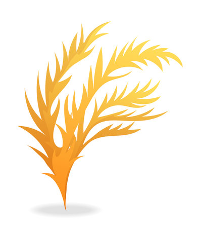 Algae of colorful set. Through imaginative design and playful cartoon elements, this artwork depicts vibrant yellow seaweed in captivating detail. Vector illustration.のイラスト素材