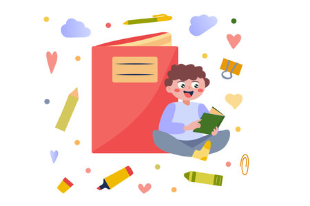Reading concept with people sceneのイラスト素材