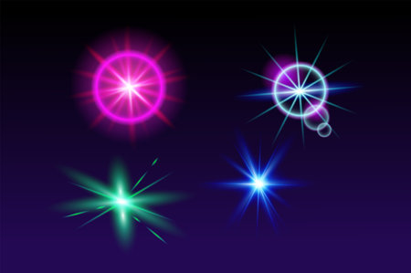 This image showcases various colorful glowing shapes. Vector illustrationのイラスト素材