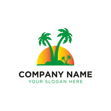 Palm tree logo design vector template. Palm tree logo design inspirationのイラスト素材