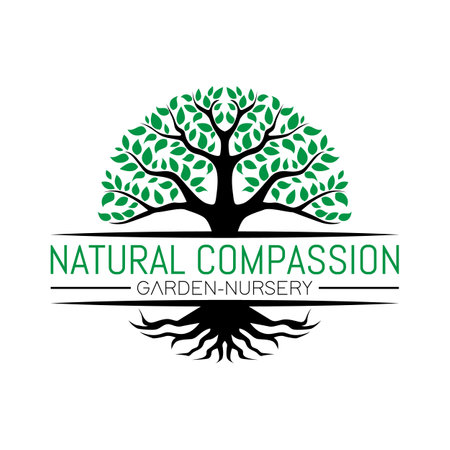 Logo of natural product. Tree with roots. Vector illustration.のイラスト素材