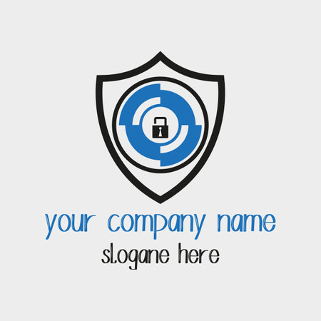 Cyber security vector logo design template. Shield with padlock icon.のイラスト素材