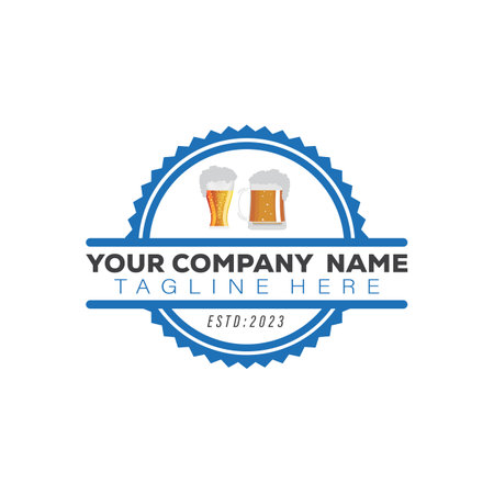 Mug of beer logo design template. Beer label. Vector illustrationのイラスト素材