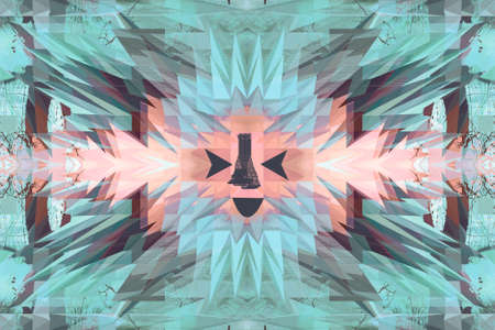 sun funny face and abstract blue background