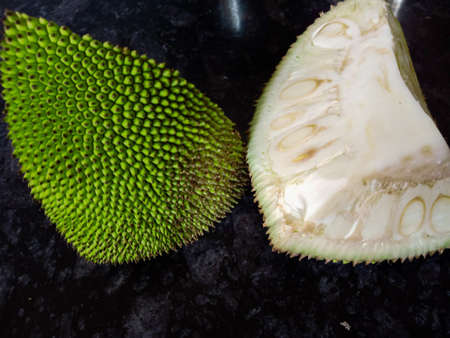 fresh raw green jackfruit vegetable background 