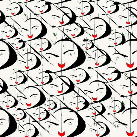 funny face in indian currency shaped and seamless patternの写真素材