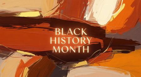 Vibrant abstract painting with bold brushstrokes in warm tones, symbolizing black history monthの素材