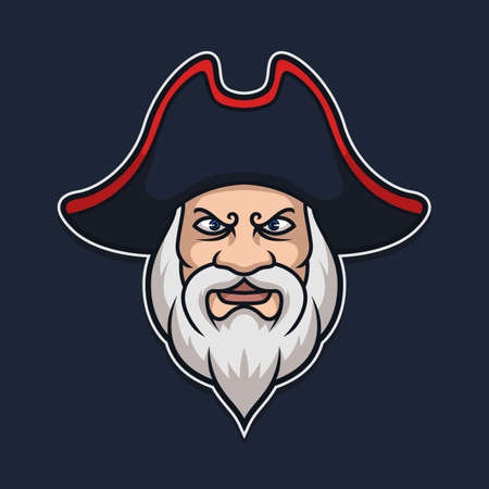 Pirate Head Character Vector Mascot Illustrationのイラスト素材