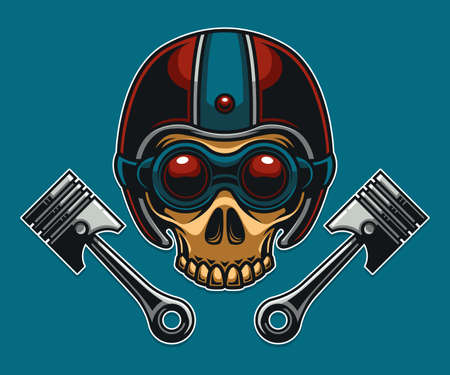 Skull Piston Motorcycle Vector Illustrationのイラスト素材
