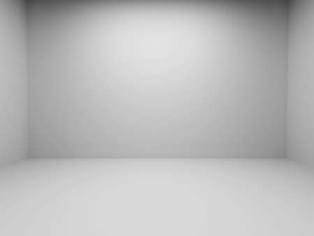 3D render empty room white wall backgroundの写真素材