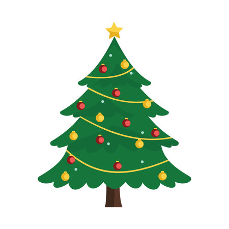 christmas tree icon over white background. colorful design. vector illustrationのイラスト素材