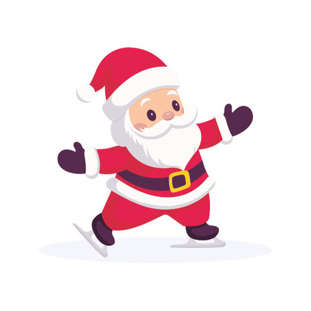 santa claus skating on ice, merry christmas vector illustrationのイラスト素材