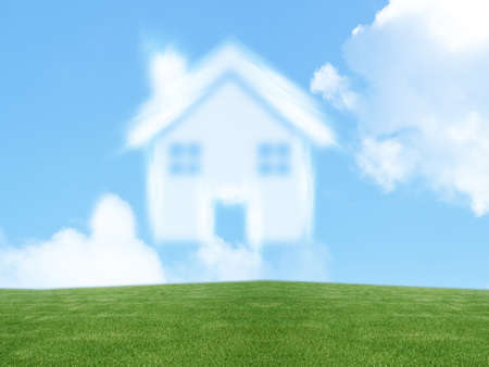 small house from clouds, Dream of homeownershipの写真素材