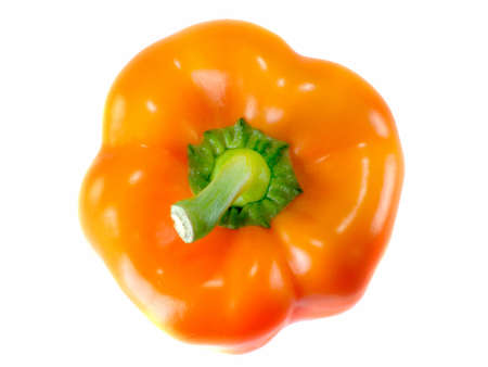 Top view Orange bell pepper isolated on white background の写真素材