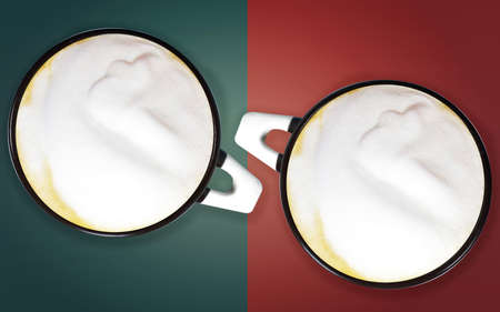 coffee art, A cups of cappuccino with big foam.の写真素材