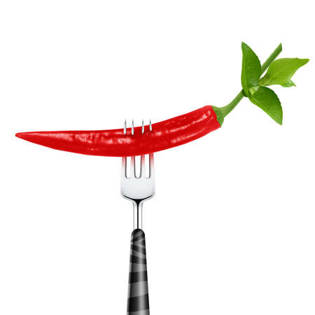 red hot chili pepper on white background 