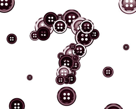 Question mark created from cloth buttons.