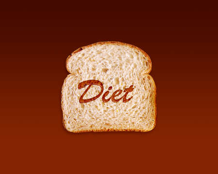 toasted bread slice with diet word wrote using honey.の写真素材