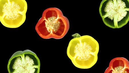 Parts of colorful sweet bell pepper.  with a clipping path