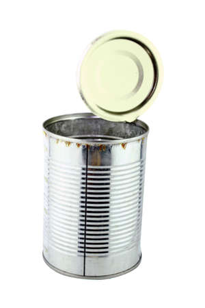 open and empty can on white background  with a clipping path