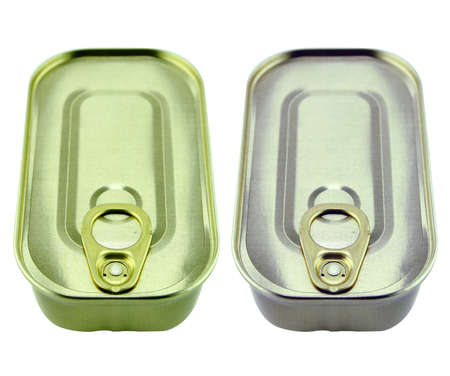 Closed sardine can on white background.  with a clipping path