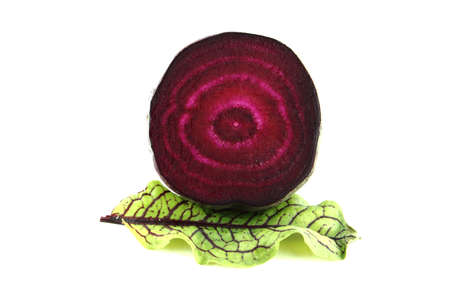 Beetroot with leaves on white background.