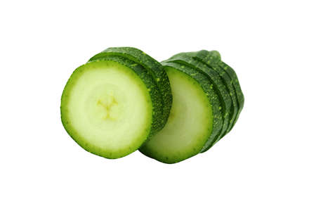 fresh zucchini slices, Fresh vegetable marrowslices.  with a clipping pathの写真素材