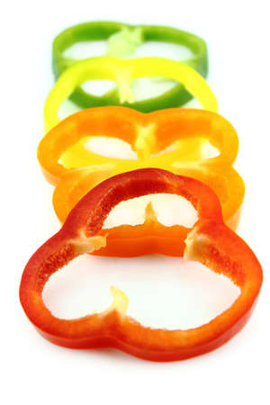 slices of colorful sweet bell pepper.の写真素材