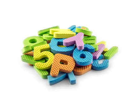 colorful alphabet letters on white background .