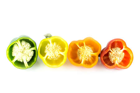 Parts of colorful sweet bell pepper on white background.の写真素材