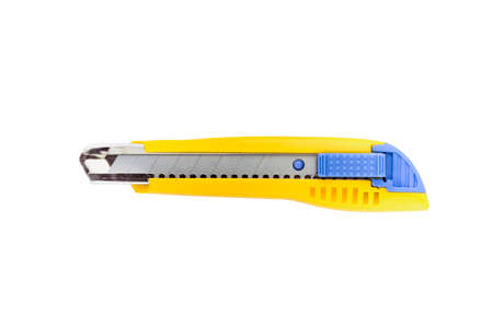 yellow stationery knife isolated on white background   (with clipping work path)