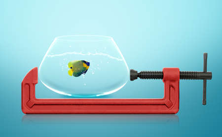horizontal hand vise c-clamp and fish bowl