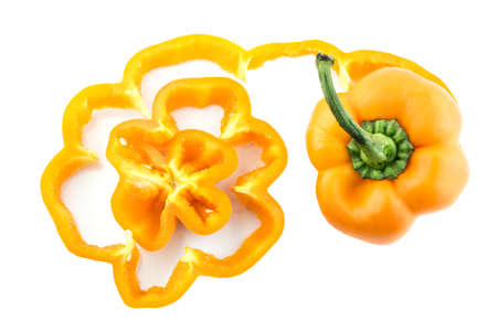 sweet orange bell pepper on white background.