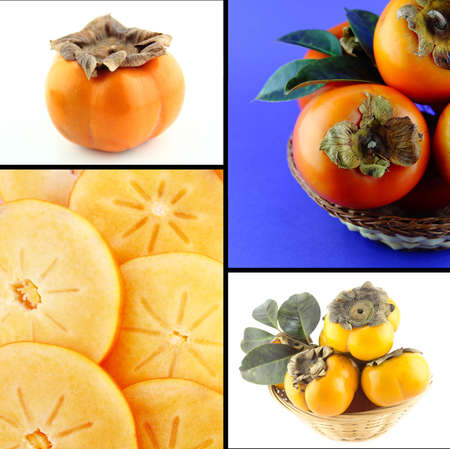Healthy and organic food, Set of fresh persimmon .の写真素材