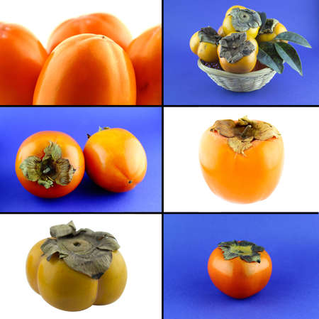 Healthy and organic food, Set of fresh persimmon .の写真素材