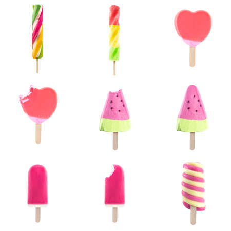 colorful tasty isolated bite ice cream.