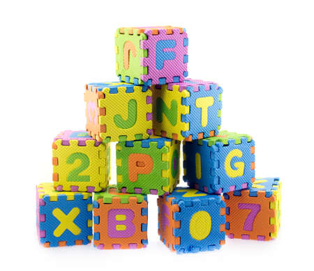 English language letter created from Alphabet puzzle isolated on white background