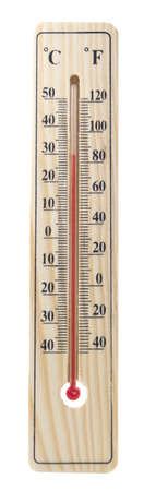 wooden thermometer isolated on white