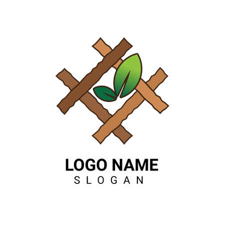 Hash logo design with green leavesのイラスト素材