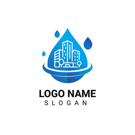 City inside a water droplet business logo designのイラスト素材