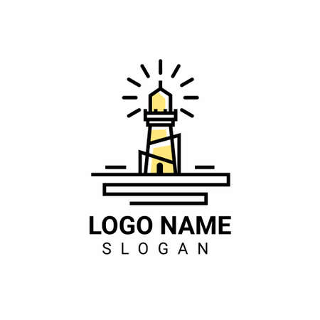 Lighthouse logo design line art for businessのイラスト素材
