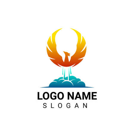Phoenix logo design flying like a rocket vectorのイラスト素材