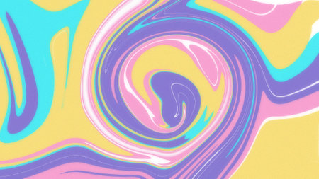 abstract background with a psychedelic pattern in pink, blue and yellowの写真素材