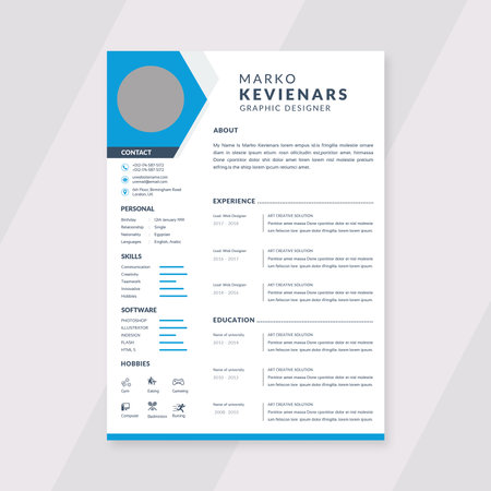 Beautiful CV / Resume template - elegant stylish design - dusty pink color background vectorのイラスト素材