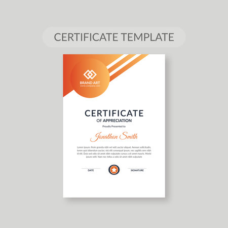 Corporate flat certificate template layoutのイラスト素材