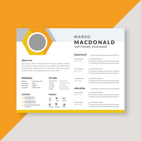 Beautiful CV / Resume template - elegant stylish designのイラスト素材