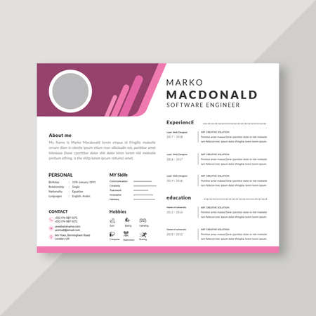 Beautiful professional curriculum vitae templateのイラスト素材