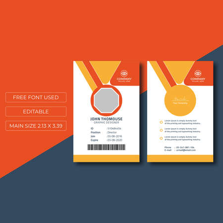 Red office id card templateのイラスト素材