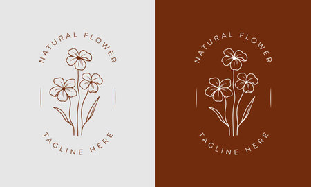 Botanical Floral element Hand Drawn Logo with Wild Flower and Leaves. Logo for spa and beauty salon, boutique, organic shop,floral designer, interior, photography, cosmetic.のイラスト素材